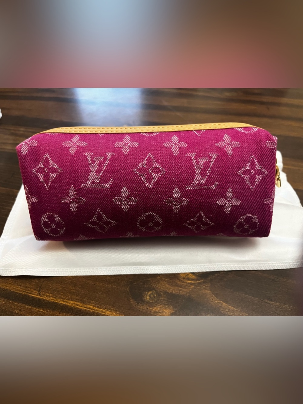 💓 Louis. Vuitton. Pink Denim Monogram Cosmetic GM Speedy. Zipper Pouch